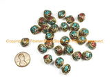 10 BEADS Tibetan Beads-Turquoise Beads Coral Beads Nepalese Beads Tibet Beads Tribal Beads Bohemian Country Beads Nepal Beads- B3034-10 - TibetanBeadStore