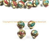 4 BEADS Tibetan Beads-Turquoise Beads Coral Beads Nepalese Beads Tibet Beads Tribal Beads Bohemian Country Beads Nepal Beads- B3029-4