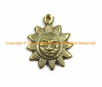 2 PENDANTS SMALL Ethnic Nepalese Tibetan Antiqued Brass Sun Charm Pendants- Small Sun Yoga Charms Nepal Pendants Tibetan Charms WM5757B-2