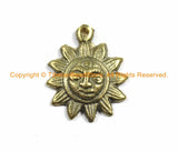 2 PENDANTS SMALL Ethnic Nepalese Tibetan Antiqued Brass Sun Charm Pendants- Small Sun Yoga Charms Nepal Pendants Tibetan Charms WM5757B-2