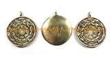 3 PENDANTS Medium 39mm Tibetan OM Mantra Calendar Timeline Wheel Solid Brass Pendants- Tibetan Melong Calendar Brass Pendants- WM2801-3