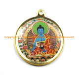 Reversible Tibetan Buddha & Kalachakra Pendant - Enamel Buddha Pendant Earring Supplies Jewelry Supplies Tibetan Pendant- WM6324