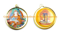 Reversible Guru Rinpochen & Kalachakra Tibetan Pendant - Enamel Pendant Earring Supplies Jewelry Supplies Tibetan Pendant- WM6323