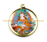 Reversible Guru Rinpochen & Kalachakra Tibetan Pendant - Enamel Pendant Earring Supplies Jewelry Supplies Tibetan Pendant- WM6323
