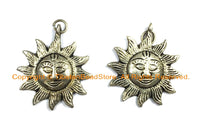 2 PENDANTS Small Nepalese Sun Pendants - TibetanBeadStore Jewelry Supplies Charms Pendants - Ethnic Nepal Tibetan Charms Pendants - WM91-2