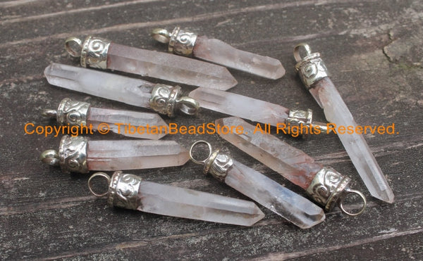 TibetanBeadStore's Custom Design Tibetan Crystal Quartz Point Charm Pendants- Himalayan Crystal Quartz Healing Amulet Pendant- WM6252-1