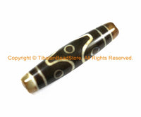 1 BEAD BIG LONG Tibetan Etched Agate Dzi Bead 6 Eye Dzi Zee Dzee Zi Agate Bead - Tibetan Beads- Ethnic Tribal Dzi Beads - B2932