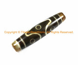 1 BEAD BIG LONG Tibetan Etched Agate Dzi Bead 6 Eye Dzi Zee Dzee Zi Agate Bead - Tibetan Beads- Ethnic Tribal Dzi Beads - B2932