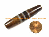 1 BEAD BIG LONG Tibetan Etched Agate Dzi Bead Dzi Zee Dzee Zi Agate Bead - Tibetan Beads- Ethnic Tribal Dzi Beads - B2937