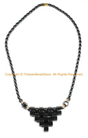 Hematite Beaded Necklace with Brass Screw Clasp- Necklace Boho Jewelry- Hematite Necklace Jewelry - TibetanBeadStore- N186