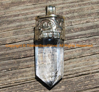 Himalayan Tibetan Luxe Crystal Quartz Point Pendant with Tibetan Silver Cap Large Tibetan Crystal Pendant Jewelry Making Supply - WM6237