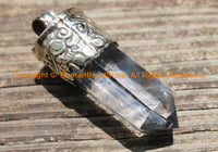 Himalayan Tibetan Luxe Crystal Quartz Point Pendant with Tibetan Silver Cap Large Tibetan Crystal Pendant Jewelry Making Supply - WM6237