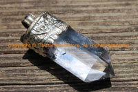 Himalayan Tibetan Luxe Crystal Quartz Point Pendant with Tibetan Silver Cap Large Tibetan Crystal Pendant Jewelry Making Supply - WM6233