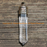 Himalayan Tibetan Luxe Crystal Quartz Point Pendant with Tibetan Silver Cap 3.3" Large Tibetan Crystal Pendant Jewelry Making Supply- WM6243