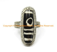 Ethnic Tibetan Dzi Ring (SIZE 6.75) Tibetan Resin Dzi Amulet Ring Dzi Zee Unisex Ring- TibetanBeadStore Tibetan Beads & Jewelry- R250-6.75