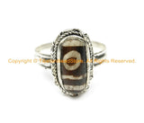 Ethnic Tibetan Dzi Ring (Size 9.75) Tibetan Resin Dzi Amulet Ring Dzi Zee Unisex Ring TibetanBeadStore Tibetan Beads & Jewelry- R250S-9.75
