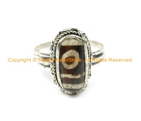 Ethnic Tibetan Dzi Ring (SIZE 7.25) Tibetan Resin Dzi Amulet Ring Dzi Zee Unisex Ring- TibetanBeadStore Tibetan Beads & Jewelry- R250S-7.25