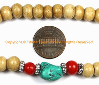 108 BEADS Tibetan Antiqued Bone Mala Prayer Beads with Spacers & Bone Counters - Tibetan Mala Beads - Mala Making Supply - PB141 - TibetanBeadStore