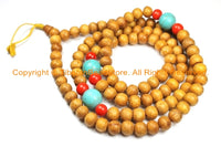 108 beads Tibetan Natural Wood Mala Prayer Beads with Spacer Beads 8mm Tibetan Mala Beads - TibetanBeadStore Mala Making Supplies - PB132 - TibetanBeadStore