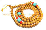 108 beads Tibetan Natural Wood Mala Prayer Beads with Spacer Beads 8mm Tibetan Mala Beads - TibetanBeadStore Mala Making Supplies - PB132 - TibetanBeadStore