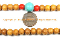 108 beads Tibetan Natural Wood Mala Prayer Beads with Spacer Beads 8mm Tibetan Mala Beads - TibetanBeadStore Mala Making Supplies - PB132 - TibetanBeadStore