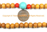 108 beads Tibetan Natural Wood Mala Prayer Beads with Spacer Beads 8mm Tibetan Mala Beads - TibetanBeadStore Mala Making Supplies - PB132 - TibetanBeadStore