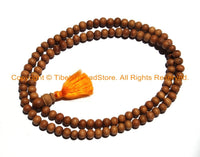 6mm Natural Sandalwood Mala Prayer Beads- Ethnic Nepal Tibetan Mala Beads - 108 Beads Sandalwood Mala - PB149