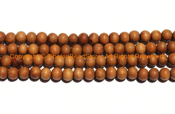50 beads Natural Sandalwood Beads 6mm - Ethnic Nepal Tibetan Beads - Mala Making Supplies - LPB149-50