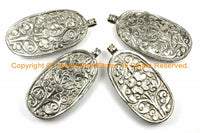 Unique Carved Bone Ethnic Tibetan Eagle Bird Pendant with Repousse Carved Tibetan Silver Details - Tibetan Bone Pendant Jewelry - WM6121