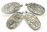 Unique Carved Bone Ethnic Tibetan Eagle Bird Pendant with Repousse Carved Tibetan Silver Details - Tibetan Bone Pendant Jewelry - WM6121