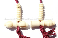 5 COUNTERS Tibetan Mala Counters Carved White Bone Bell & Vajra Sets - Prayer Bead Mala Making Supplies - T50W-5