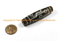 1 BEAD BIG LONG Tibetan Etched Agate Dzi Bead 9 Eye Dzi Zee Dzee Zi Agate Bead - Tibetan Beads- Ethnic Tribal Dzi Beads - B3040