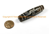 1 BEAD BIG LONG Tibetan Etched Agate Dzi Bead 9 Eye Dzi Zee Dzee Zi Agate Bead - Tibetan Beads- Ethnic Tribal Dzi Beads - B3040