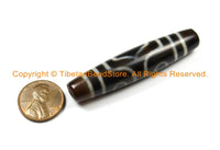 1 BEAD BIG LONG Tibetan Etched Agate Dzi Bead 3 Eye Dzi Zee Dzee Zi Agate Bead - Tibetan Beads- Ethnic Tribal Dzi Beads - B3041