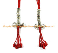 Tibetan Counters Mala Prayer Beads Bell & Vajra Counter Set - Silver Tone White Metal Counters- Buddhist Counters- Mala Supplies- T150