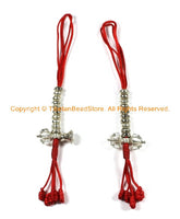 Tibetan Counters Mala Prayer Beads Bell & Vajra Counter Set - Silver Tone White Metal Counters- Buddhist Counters- Mala Supplies- T150