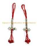 Tibetan Counters Mala Prayer Beads Bell & Vajra Counter Set - Silver Tone White Metal Counters- Buddhist Counters- Mala Supplies- T150
