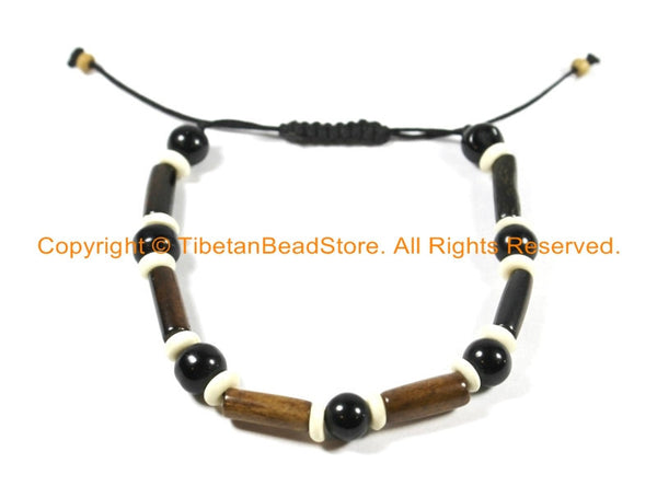 Adjustable Tibetan Bone Beads Bracelet- Bone Bracelet- Yoga Bracelet Tribal Bone Mala Beads Bracelet- Boho Bracelet- C123