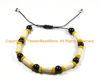 Adjustable Tibetan Mixed Beads Wrist Mala Bracelet- Unisex Bracelet- Yoga Bracelet Tribal Nepalese Tibetan Bone Beads Boho Bracelet- C151
