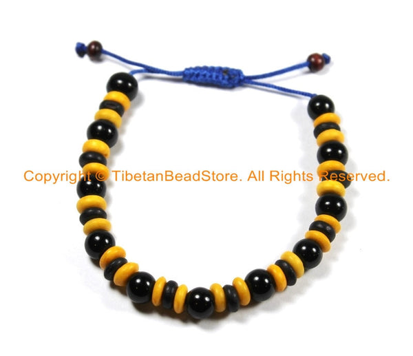 Adjustable Tibetan Mixed Colored Beads Unisex Bracelet- Wrist Mala Bracelet- Yoga Bracelet Nepal Tibet Beads Bracelet- Boho Bracelet- C148