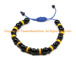 Adjustable Tibetan Bone & Resin Beads Bracelet- Boho Bracelet Unisex Bracelet Yoga Bracelet Nepal Tibetan Jewelry Beads Bracelet - C175