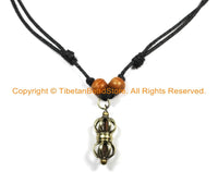 Adjustable Tibetan Carved Brass Vajra Thunderbolt Pendant Necklace- Tibetan Jewelry Unisex Jewelry Buddhist Jewelry- TibetanBeadStore- N185