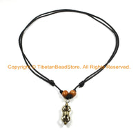 Adjustable Tibetan Carved Brass Vajra Thunderbolt Pendant Necklace- Tibetan Jewelry Unisex Jewelry Buddhist Jewelry- TibetanBeadStore- N185