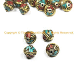 4 BEADS Tibetan Beads-Turquoise Beads Coral Beads Nepalese Beads Tibet Beads Tribal Beads Bohemian Country Beads Nepal Beads- B3034-4