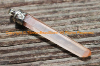 LONG Tibetan Quartz Crystal Point Pendant with Tibetan Silver Carved Bail - Healing Quartz TibetanBeadStore Himalayan Quartz Pendant- WM6188