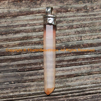 LONG Tibetan Quartz Crystal Point Pendant with Tibetan Silver Carved Bail - Healing Quartz TibetanBeadStore Himalayan Quartz Pendant- WM6188