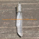Tibetan Crystal Quartz Point Pendant with Tibetan Silver Carved Bail - Healing Quartz TibetanBeadStore Himalayan Crystal Pendant- WM6262
