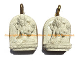 2 PENDANTS Tibetan White Chenrezig Buddha Pendants - Tibetan Buddha Nepalese Tibetan Jewelry Handmade Yoga Meditation Jewelry - WM3023W-2