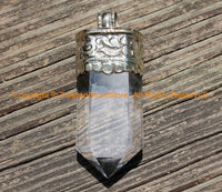 Himalayan Tibetan Luxe Crystal Quartz Point Pendant with Tibetan Silver Cap Large Tibetan Crystal Pendant Jewelry Making Supply - WM6233
