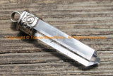 Himalayan Tibetan Luxe Crystal Quartz Point Pendant with Tibetan Silver Cap 3.3" Large Tibetan Crystal Pendant Jewelry Making Supply- WM6243